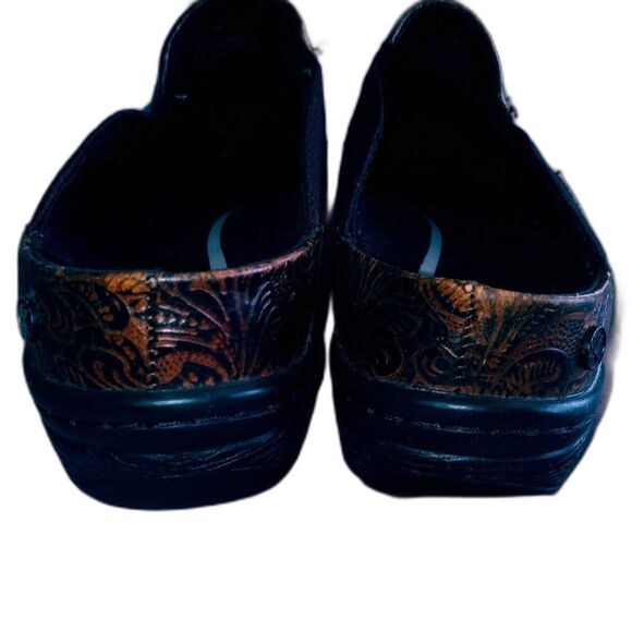 Safe Tstep Comfort Clogs Leather Brown Floral Size 9M - Picture 2 of 10